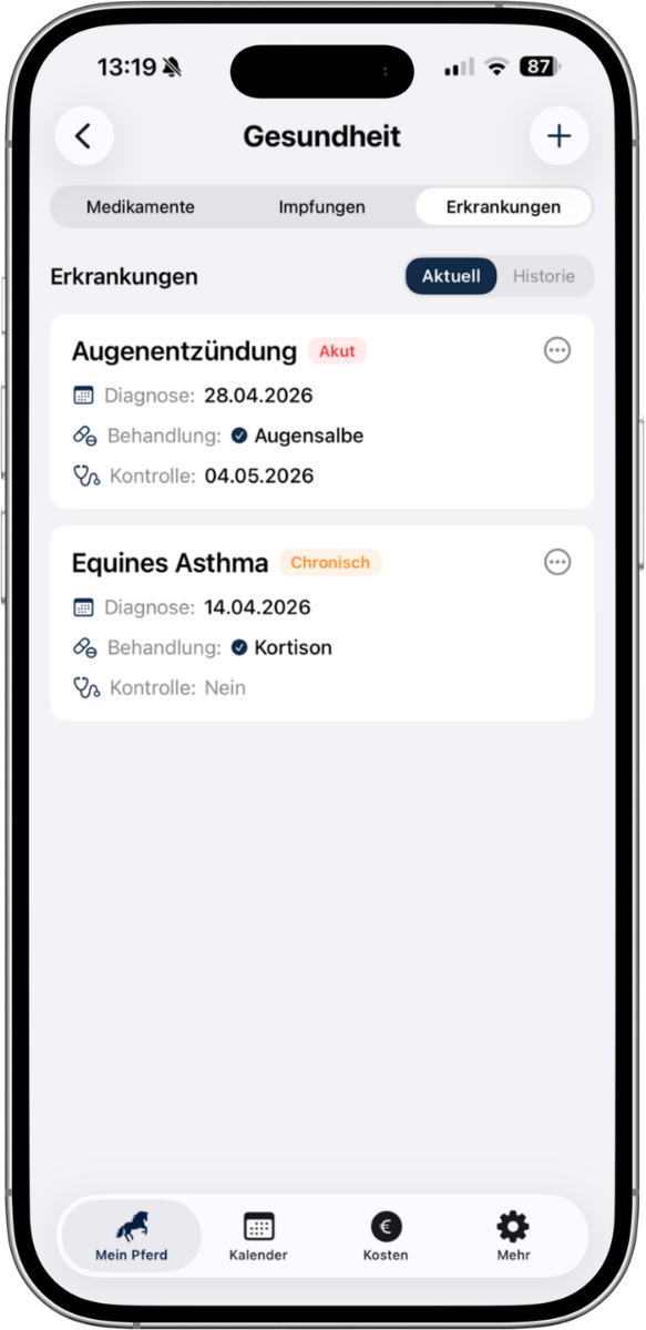 Smartphone-Ansicht des Gesundheitsmanagements in der SPITZENREITER-App