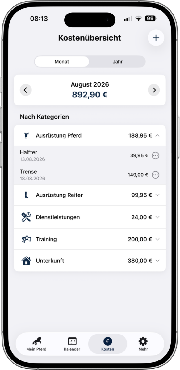 SPITZENREITER App Kostendokumentation