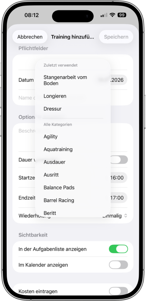 SPITZENREITER App Trainingsdokumentation